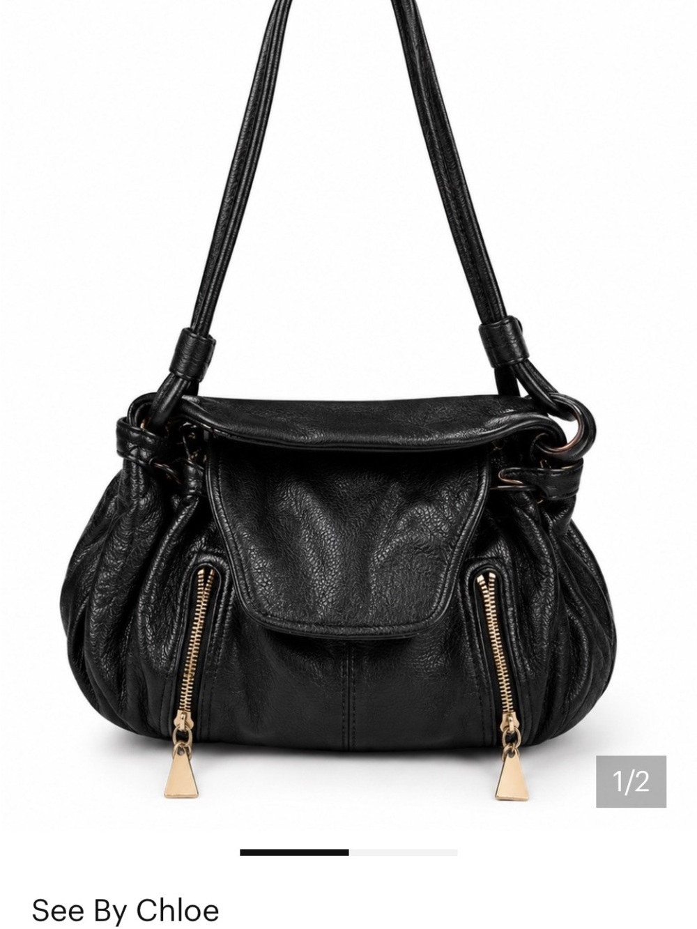 See By Chloe Black Leather Crossbody Bag with Gold Hardware